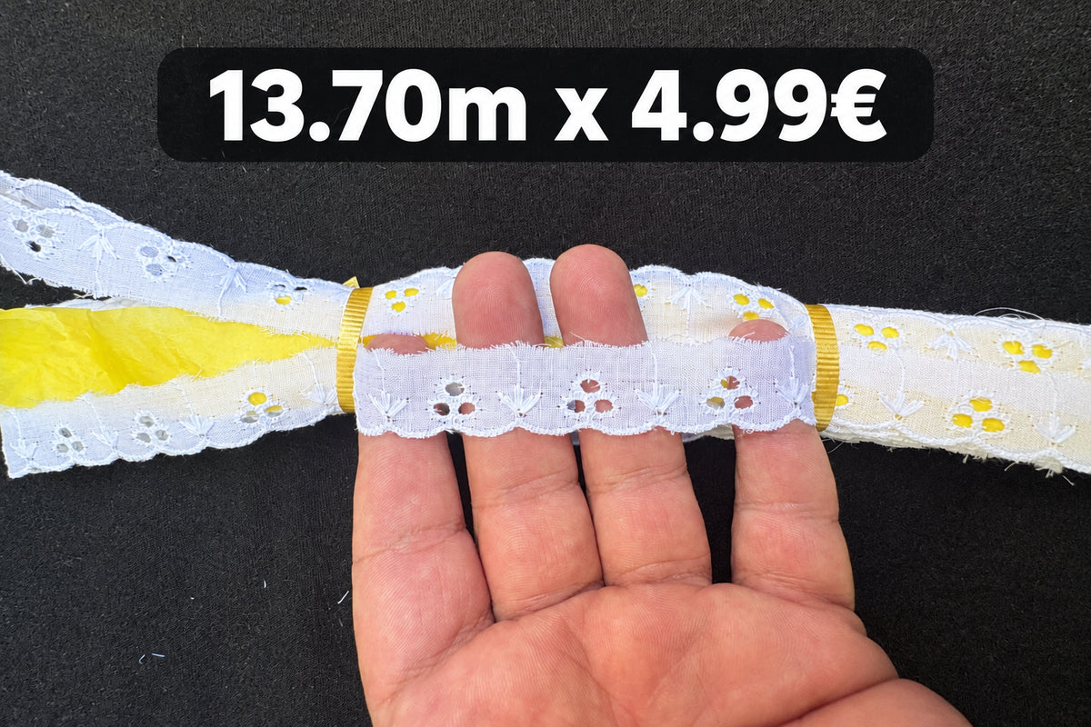 tira bordado de 1.5cm blanca
